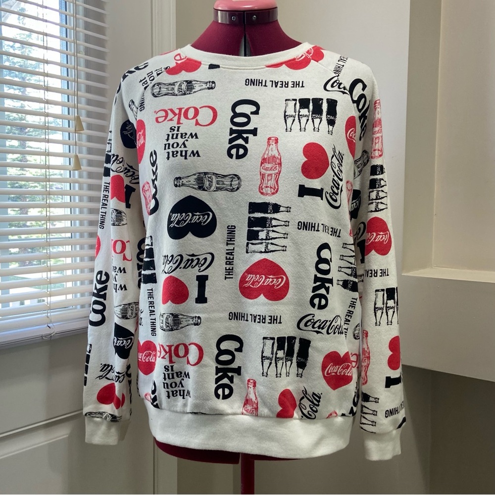 Coca Cola Red and Black Unisex Crewneck Sweater. Size M.